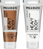 MEEDEN Acrylic Paint Raw Sienna: Bundled with Titanium White Color - 100ml/3.38oz x 2 Bulk Heavy Body Acrylic Paint Tubes for Art Craft Painting