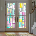 3D Stained Glass Window Privacy Film, Heat Control UV Blocking Static Cling Decorative Window Film for Bathroom,Front Door,Home Non Adhesive,16.9 x 39.3 inches Vibrant Reverie