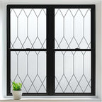 rabbitgoo Window Privacy Film for Glass Windows, Frosted Glass Cling with Decorative Moroccan Lattice, Removable Heat Control Sun Blocking Door Covering Sticker for Home Bathroom, 17.5 x 157.4 inches