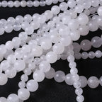 90PCS 4MM White Chalcedony Beads Round Loose Stone Beads for Jewelry Making DIY Energy Stone Healing Power Bracelet 15"