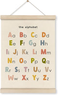 HRQKO ABC Poster Hanger Frame, Alphabet Wall Art, Cute ABC Poster Wall Art with Wooden Frames, Alphabet Banner Wall Hanging Decor for Nursery Toddler Playroom, 12x16 inch