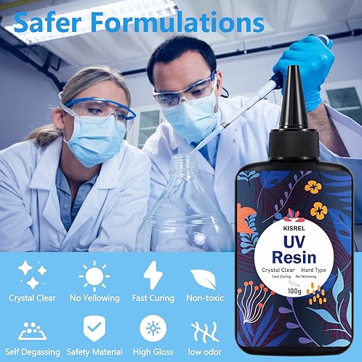 KISREL 400g UV Resin with Light, UV Headlamp 22 Beads 36W (Non-Battery), Larger Size Light and Upgraded Hard Type Crystal Clear UV Resin Kit for Craft & Jewelry Making
