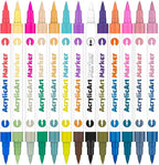 Tommax Acrylic Paint Marker Pens 26 Color, 13pcs 2-headed 2-Color Dual Tip Pens, Point Acrylic Paint Markers for Wood, Canvas, Stone, Rock Painting, Glass, Ceramic Surfaces, DIY