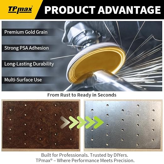 6-Inch 800-Grit Gold PSA Sanding Discs, 50 Pack – Pro-Grade Self-Adhesive Stickyback Sandpaper with Quick-Release Tabs for DA Sander, Ultra-Smooth Automotive/Wood/Metal Sanding