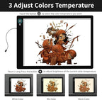 Rechargeable A2 Light Pad, Wireless Battery Powered Artist Tracing Light Box, 3 Colors/6-Level/Stepless Adjusted Brightness Large Light Board for Diamond Painting, Cricut Weeding Vinyl, Art
