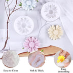 4 Pcs Daisy Flower Candle Molds, Silicone Molds for Candles Making, 3D Flower Shape Decorating Mold for Fondant Soap Chocolate Cake, DIY Wax Epoxy Resin Moulds for Clay Craft