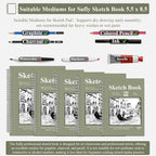 SuFly Small Sketch Book 5.5"x8.5", 2-Pack Mini Sketchbook, Spiral Bound Sketchbook Hardcover with 200 Sheets of 68lb/100gsm Mini Drawing Pad Paper, Small Sketch Pads for Drawing for Adults & Kids.