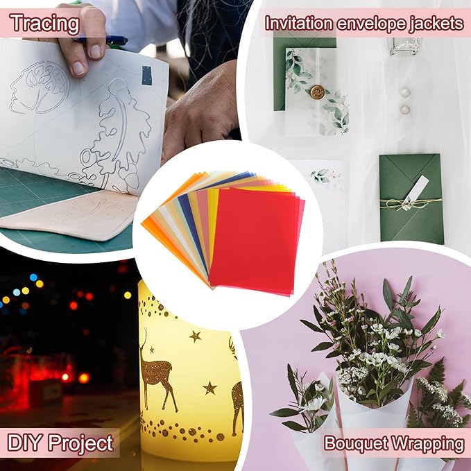 PATIKIL 30 Sheets Vellum Paper 4.25x5.5, Vellum Paper Printable Translucent Paper 100GSM Colored for Invitations Laser InkJet Printing Card Making Crafting Wedding Tracing, Light Gold