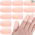 PAGOW 10pcs Gel Finger Cots/Covers, Silicone Finger Protector Support, Finger Caps Finger Sleeves Thumb Protector for Finger Cracking Trigger Finger Arthritis Pain Relief (Beige, 8 Small+2 Medium)
