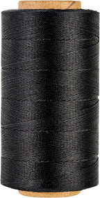 Thin Wax Polyester Thread, 0.45mm, 547 Yards, 3 Ply Round Waxed Cord Strings for Sewing, Beading, Binding, Micro Braiding, Fine Leather Craft and Micro Macrame Jewelry - Black