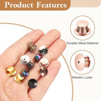 uxcell 30Pcs Metal Locking Pin Backs, Pin Keepers Locking Clasp Flat Head Clamp Needle Back Lock for DIY Brooch Crafts Badges Enamel Lapel, Rose Gold