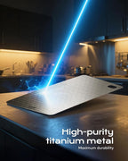 Titanium Cutting Board, 100% Pure Titanium Cutting Boards for Kitchen, Non Toxic Food-Grade Chopping Board, Hygienic, Dishwasher Safe, Chessboard Pattern Cutting Board 13”L*10”W
