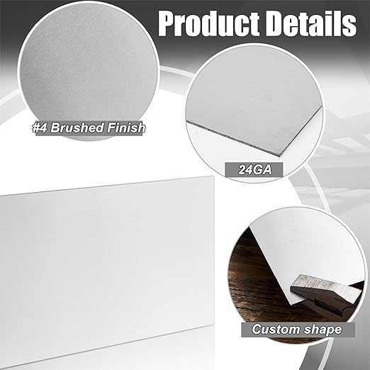 1 Pcs 430 Stainless Steel Sheet Metal 12 x 4 Inches 24GA Metal Plates Panel #4 Brushed Finish Magnetic Mount Board Wall Food Truck Restaurant Crafting Kitchen Floor Trailer Garage Gym