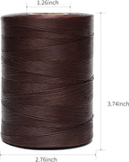 Waxed Thread,852Yards 150D 0.8mm Flat Polyester Wax Thread for Hand Sewing Leather Craft DIY Projects Shoes Repair Book Binding(Deep Brown)