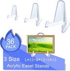 36 Packs(3 SIzes) Acrylic Easel Stands Display Stands/Plate Stands Coin Display Easel Holder for Air-Tite Coins Pocket Watches Capsules Challenge Medals Casino Chips , Photo Display,Baseball Sports