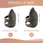 ZESION 4Pcs Sewing Thimbles, Adjustable Metal Thimbles for Hand Sewing Finger Protector, Quilting Craft Accessories for Knitting Needlework DIY Tools, Bronze(2 Sizes, S/M)