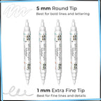 4 Dual Tip White Paint Pen - Extra Fine Tip & Medium - Permanent ink, White Acrylic Paint Pen for Wood, Fabric, Glass, Plastic, Ceramic, Rocks, Coloring Book Art - Acrylic Markers, Quick Dry