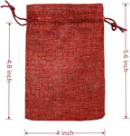 Palmhomee Pack of 25 Burlap Gift Bags with Drawstring Linen Jewelry Pouches Wedding Hessian Jute Bags for Birthday and Treat Pouches Party Wedding Favors Gift (4x5.6 Inch, Burgundy)