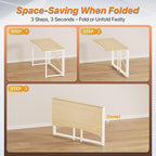 Huuger Folding Desk for Small Spaces, 39.3 Inch Foldable Computer Table, for Home Office, Study, Bedroom, Dorm, Space Saving, Small Writing Work Office Computer Desk, Easy to Fold, Oak