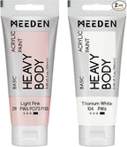 MEEDEN Acrylic Paint Light Pink: Bundled with Titanium White Color - 100ml/3.38oz x 2 Heavy Body Acrylic Paint Tubes for Art Craft Painting