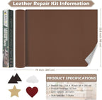 Leather Repair Tape, 23.6x79 inch Leather Patches for Furniture, Self Adhesive Leather Repair Patch for Sofas, Couches, Leather Covers, Seats, Chairs, Vinyl Repair Tape Light Gray