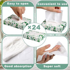 Yinder 24 Packs 960 Sheets Tissue Cube Car Facial Boxes Disposable Facial Travel Tissues Holder Soft Watercolor Boxes 2 Ply 40 Sheets for Wedding Household Car Kitchen Bathroom(Leaf)