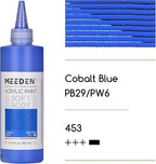MEEDEN Cobalt Blue Acrylic Paint: Matte Finish 250ml/8.45oz Soft Body Bulk Acrylic Colors in Ergonomic Bottle - Fluid Flow Art Paints for Artists Canvas Painting