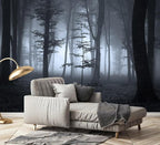 AFZEVEB-Foggy Dark Forest Wallpaper Landscape Tree Wall murals for Bedroom 136"x96"(Not Peel and Stick)