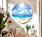 My Photostation.com 43Wx27H'' Summer Beach Landscape Glass Wall ArtTempered Glass Printing Wall Decor Large Wall Art Wall Hangings