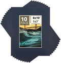 Mat Board Center, Pack of 10, 8x10 for 5x7 Dignity Blue Color Mats - Bevel Cut, Acid Free, 4-ply Thickness, White Core - for Pictures, Photos, Framing