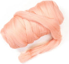 Kondoos Colored Natural wool roving, 1 lb. Best wool for needle felting, wet felting, handcrafts and spinning. (Salmon pink, 1 lb)
