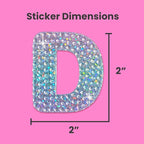 StickerBeans® Rhinestone Alphabet Letter Sticker D - Unique Sparkly Design 2” x 2” Cut-to-Shape Adhesive - Personalization, Collecting, Gifting, Scrapbooking, Decorating Laptops, Phone Cases, All Ages