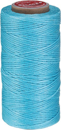 uxcell Flat Leather Sewing Waxed Thread, 140m / 153 Yards Polyester Wax String, 300D Wax Stitching Cord for Leather Crafts, Bookbinding, Bracelets Braided, Lake Blue
