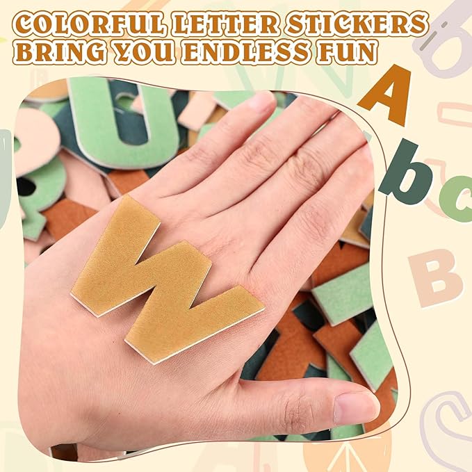 Breling 310 Pieces Felt Bulletin Board Letters Sticker with Number, 2" Bulk Self Adhesive ABC Upper Lowercase Sticky Letter for Christmas Gift Poster Bulletin Board Classroom(Light Color)
