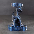 AUSPDICE Dice Rolling Tower and Tray with Spiral Stairs Perfect for Board Game, D&D Dungeons and Dragons, RPG and Pathfinder Role Playing Games (Antique Blue Color)