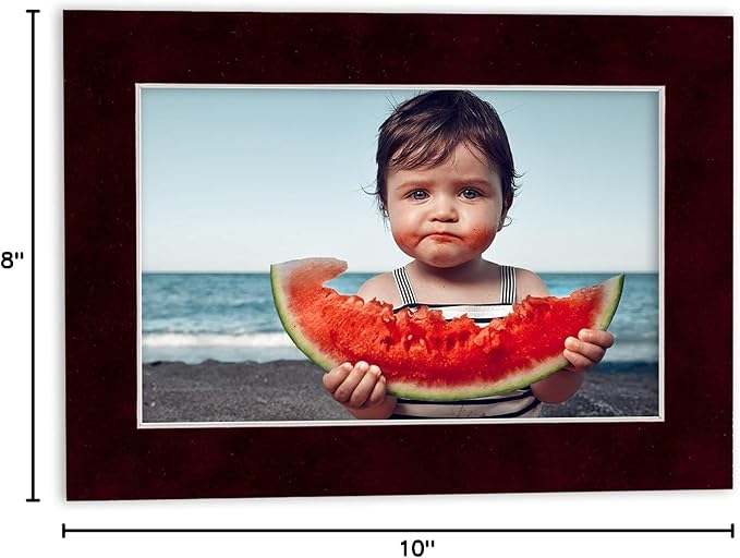 8x10 Mat Bevel Cut for 6x8 Photos - Acid Free Dark Red Suede Precut Matboard - For Pictures, Photos, Framing - 4-ply Thickness