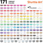 Shuttle Art 172 Colors Dual Tip Alcohol Based Art Markers,171 Colors plus 1 Blender Permanent Marker 1 Marker Pad with Case Perfect for Kids Adult Coloring Books Sketching and Card Making