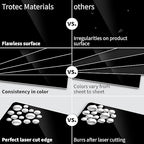 Trotec TroLase | 12"x24"x1/16", 4 Pcs | Gloss Black/White | 2 Ply | Modified Acrylic | Laser Engraving Double Color Plastic Sheet | Engraving Blanks for Laser, Saw, Guillotine | Made in USA