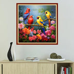 Foxhool Beginners Cross Stitch Kits Stamped Full Range of Embroidery Kits for Adults DIY Cross Stitches kit Embroidery Patterns for Needlepoint kit-Flower Birds 18x18 inch