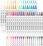 TRANSON 36 Colors Fine and Brush Dual-tip Acrylic Paint Marker Pen Set for Canvas Rock Wood Leather Ceramic DIY Painting