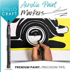 Utillo Craft Black Extra Fine Paint Pens (8-Pack) - 0.7mm Precision-Manufactured Japanese Tip - Quick-Drying, Permanent, Waterproof - For Stone, Wood, Glass, Paper, Fabric, Canvas, Metal & More