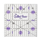 The Quilted Bear Quilting Rulers - Transparent Acrylic Non Slip Quilting, Patchwork & Sewing Ruler with Clear Black Lines & 30, 45 & 60 Degree Angles for Perfect Accuracy & Precision (4" x 4")