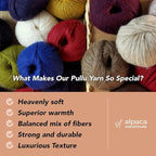 Pullu - Baby Alpaca Merino Wool Yarn Set of 3 Skeins (150 Grams) Worsted Weight - Sourced Directly from Peru - Heavenly Soft and Perfect for Knitting and Crocheting (Leaf Green)