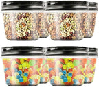 Novelinks 4 oz Clear Plastic Jars with Black Lids – Small Round Reusable Containers for Food, Spices, Crafts, Travel – BPA-Free Storage Jars for Kitchen & Household Organization, 20 Pack