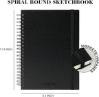 CuppaClip Sketch Book Hardcover Drawing Pad 300GSM Acid-Free Paper Spiral Bound Sketchbook 50 Sheets/100 Pages Art Supplies (Spiral Binding, 8.3x11.8in)