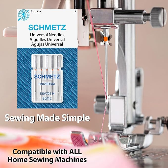 SCHMETZ Universal Sewing Machine Needles - Size 80/12, 5-Needle Cards, Pack of 1
