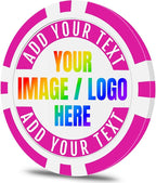 50 Custom Poker Chips, Personalized with Your own Logo, Photo or Text - 11.5g Casino Chips for Poker Gram, Tournaments, Business Card, Token