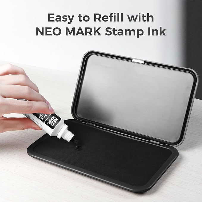 Large Stamp Pad Kit (1oz Ink Included) - 3.50"x 6.25", Magnetic Lid, Premium Quality Felt Stamp Pad (Black)
