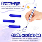 18 Pcs Line Washable Markers Bulk Blue Fine Tip Markers Set Coloring Thin Tip Drawing Washable Pen for Kids Art School Classroom Back to School Gender Reveal Party Supplies, Ages 6+
