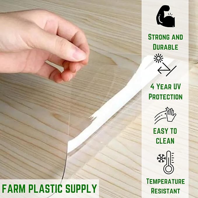 Farm Plastic Supply - Clear Vinyl Sheeting - 15 Mil - (4'6" x 175') - Vinyl Plastic Sheeting, Clear Sheet for Storm Windows, Tablecloth Protector